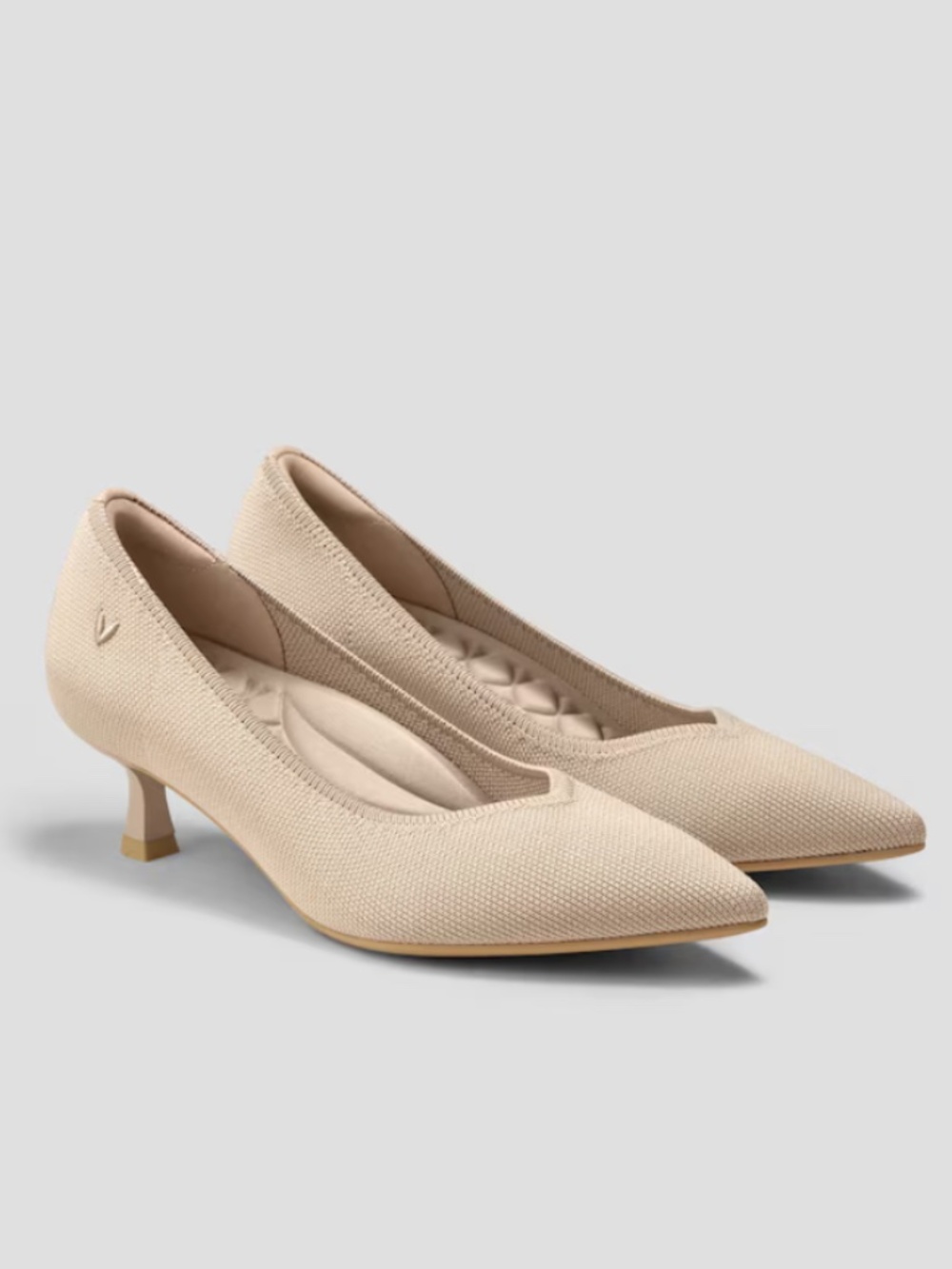 VIVAIA Pointed-Toe Kitten Heels (Scarlett) Taupe Size 9/EU 40